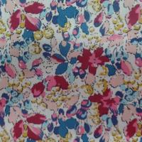 popeline coton blanche imprimé liberty fleurs bordeaux ,bleu ,jaune