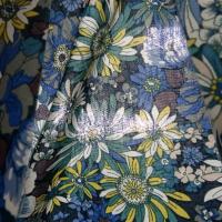 Popeline coton bleu vert floral 4 