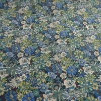 Popeline coton bleu vert floral 7 