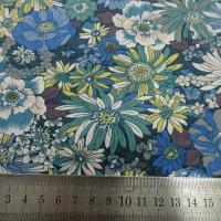 Popeline coton bleu vert floral 9 