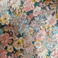 Popeline coton floral saumon et gris bleu 1 1