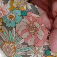 Popeline coton floral saumon et gris bleu 3 1