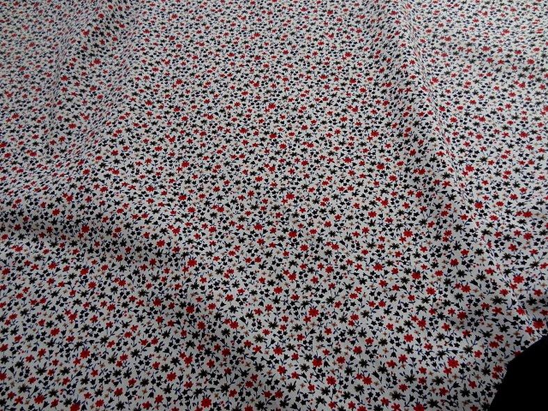 Popeline coton fond blanc mini fleurs 2