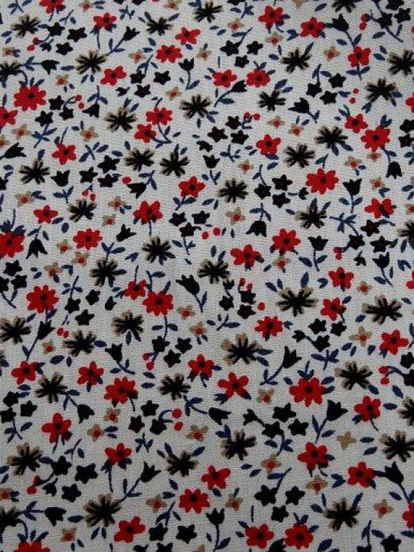 Popeline coton fond blanc mini fleurs 3 