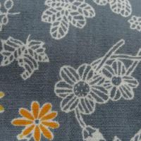 Popeline coton fond gris fleurs squelettes 5 