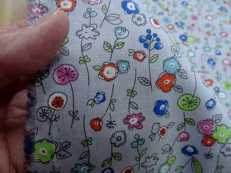 Popeline coton fond gris perle fleurs pretty 1 1