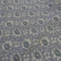 Popeline coton lycra blanc fleuri bleu denim 2