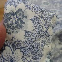 Popeline coton lycra blanc fleuri bleu denim 4