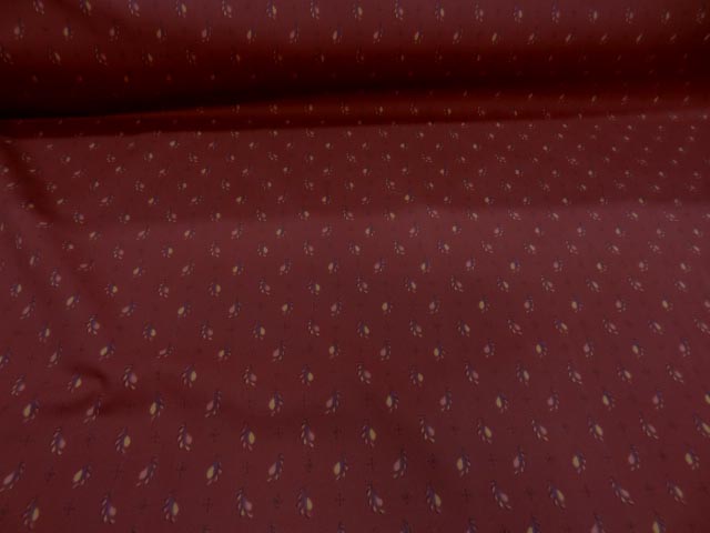 Popeline coton lycra rouge bordeaux motif provence 