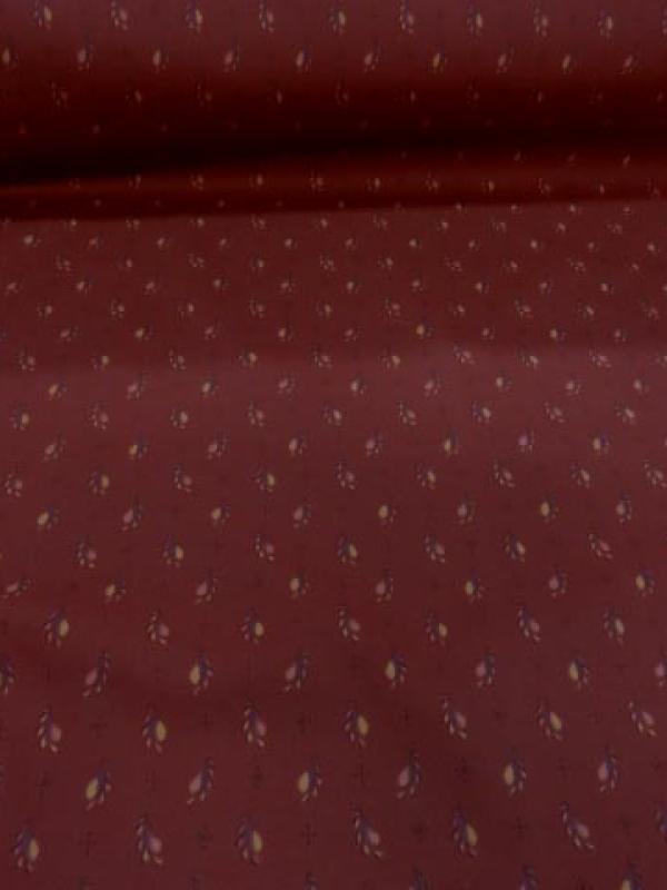 Popeline coton lycra rouge bordeaux motif provence 