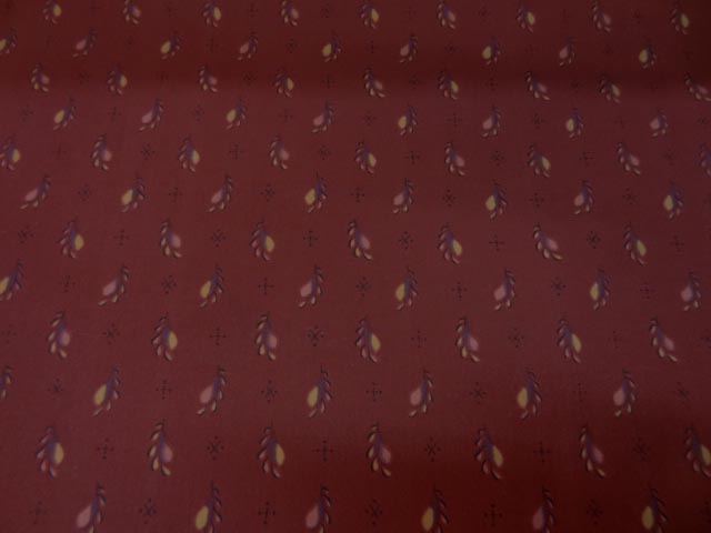 Popeline coton lycra rouge bordeaux motif provence 1 