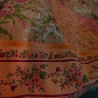 Popeline coton mandarine motif liberty patchwork 2 