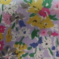 popeline coton mauve imprimé liberty fleurs rose,gris,vert et bleu