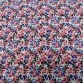 Popeline coton petit feuillage rose et bleu indigo 2 
