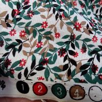 Popeline coton petit feuillage vert sapin et taupe 2