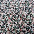 Popeline coton petit feuillage vert sapin et taupe 5