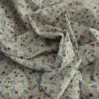 Popeline coton petites fleurs prune et gris bleu 1 