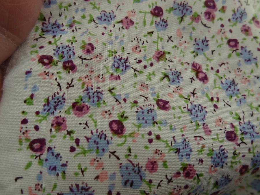 Popeline coton petites fleurs prune et gris bleu 2
