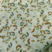 Popeline coton vert clair tilleul motif feuillage 2