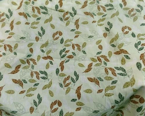 Popeline coton vert clair tilleul motif feuillage 2 