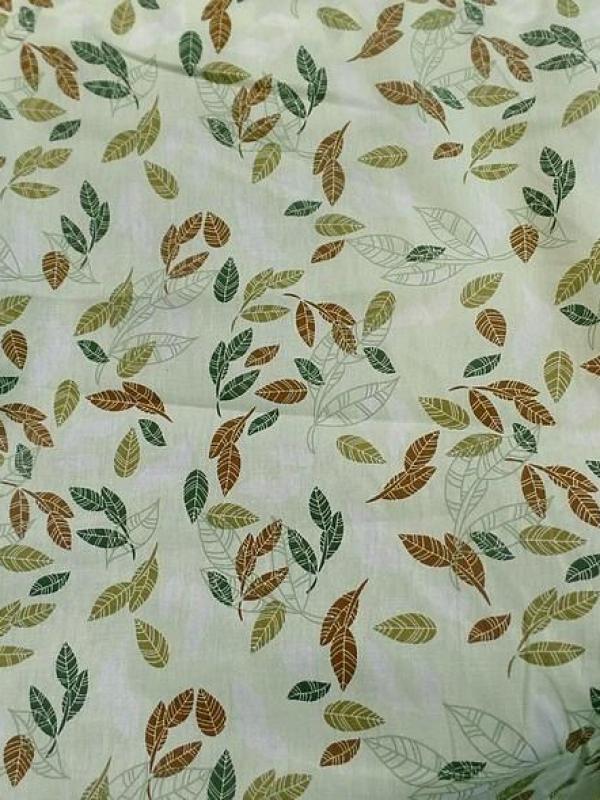 Popeline coton vert clair tilleul motif feuillage 2 