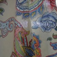 Popeline fond ecru fleurs type provencal 1