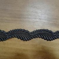 Resille brodee gris souris feuillage 2 