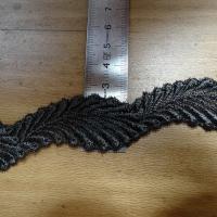 Resille brodee gris souris feuillage 3 