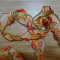 Resille brodee orange et kaki feuillage 2 
