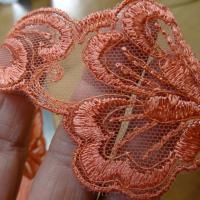 Resille dentelle brodee corail petite largeur 3 
