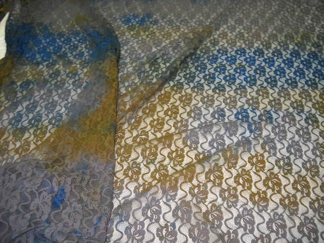 Resille dentelle chatain bleu ocre 1