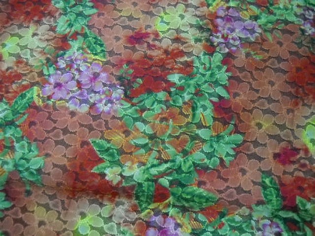 Resille dentelle lycra orange et vert 2