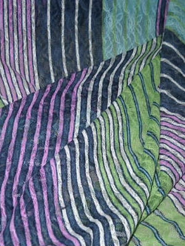 Resille dentelle patchwork de rayures glycine bleu tilleul 
