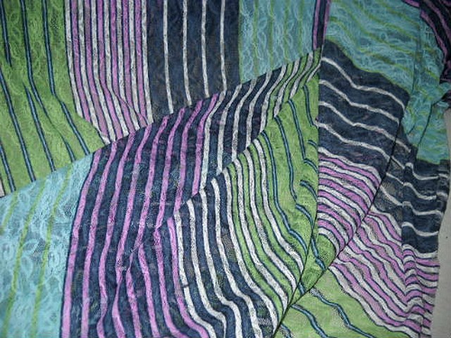 Resille dentelle patchwork de rayures glycine bleu tilleul