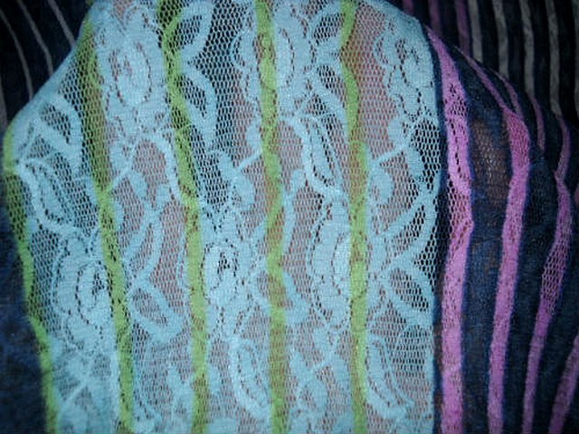 Resille dentelle patchwork de rayures glycine bleu tilleul 3