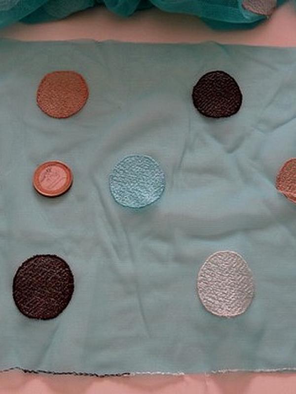 Resille elastique turquoise brodee bulles 1 