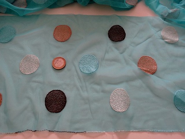 Resille elastique turquoise brodee bulles 1