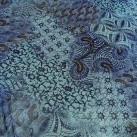 Resille en camaieu de bleus fleurs et volutes 2 