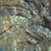Resille fleuri teinte miel et bleu denim 2 