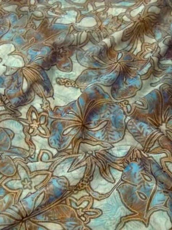Resille fleuri teinte miel et bleu denim 3 