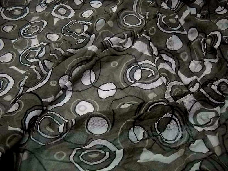 Resille kaki motifs cercles froisse permanent 1