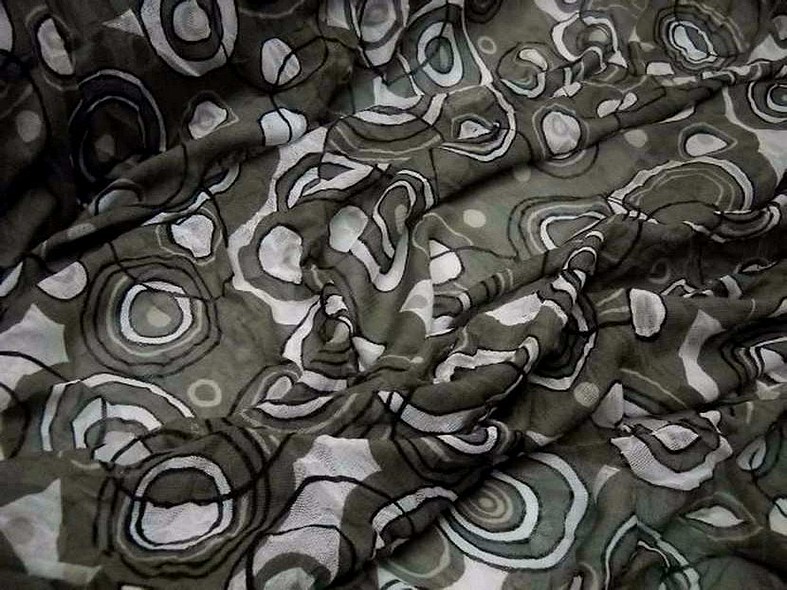 Resille kaki motifs cercles froisse permanent 3