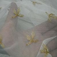 Resille lycra blanc casse broderie fil or 1