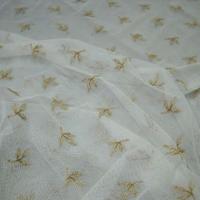 Resille lycra blanc casse broderie fil or 2 