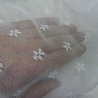 Resille lycra blanc motif tisse fleurette 1