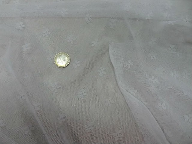 Resille lycra blanc motif tisse fleurette 3