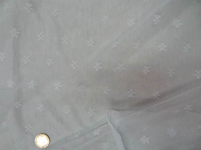 Resille lycra blanc motif tisse fleurette 4 
