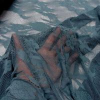 Resille lycra bleu persan motif fleuri 1