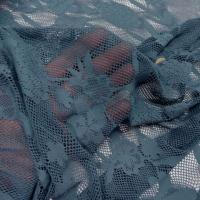 Resille lycra bleu persan motif fleuri 2