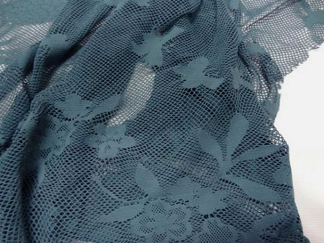 Resille lycra bleu persan motif fleuri 3